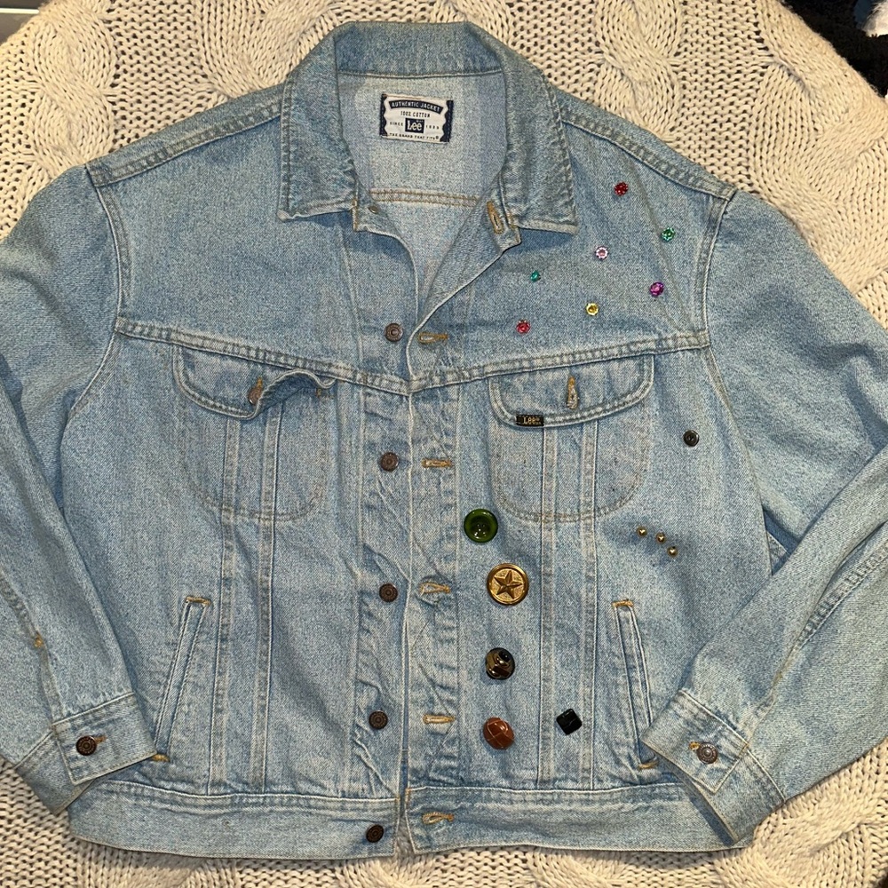 Vintage Lee Authentic‎ Denim Jacket with Multicolor Accents womens